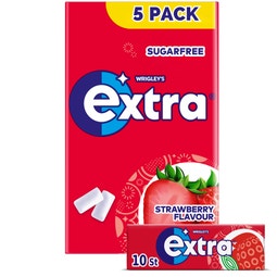 Extra Strawberry kauwgom suikervrij 5-pack image