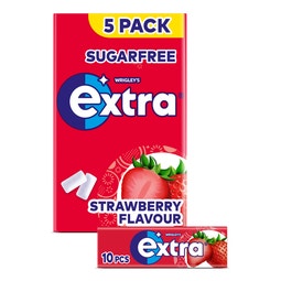 Extra Strawberry kauwgom suikervrij 5-pack image