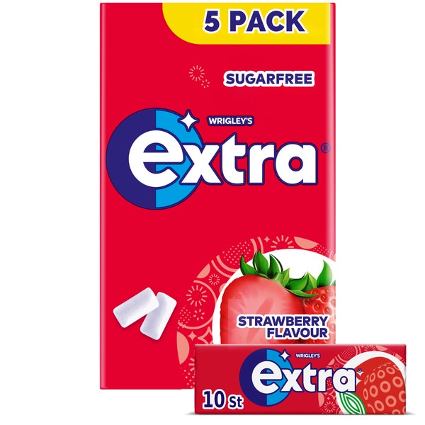 Extra Strawberry kauwgom suikervrij 5-pack