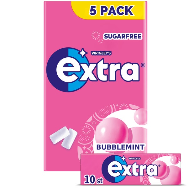 Extra Bubblemint kauwgom suikervrij 5-pack