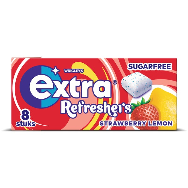 Extra Refreshers strawberry lemon kauwgom suikervrij 8st